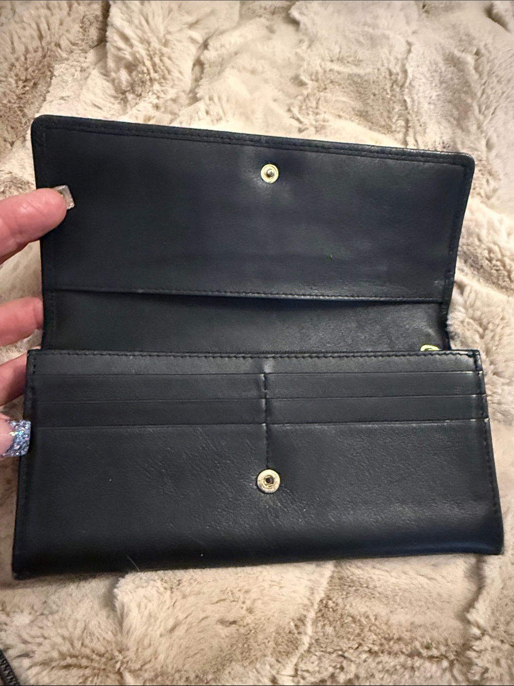 RADLEY LONDON Navy Leather Fold Wallet with Gold Logo - Picture 3 of 8